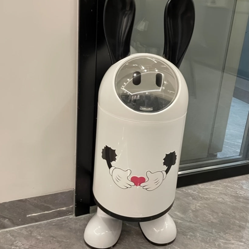 1pc Cartoon Odor-Sealing Trash Can with Lid - Automatic Adsorption Bag, No Power Needed, Cylindrical Plastic Garbage Bin for Kitchen, Bathroom, Living Room, Bedroom - Cute Home Decor & Housewarming Gift