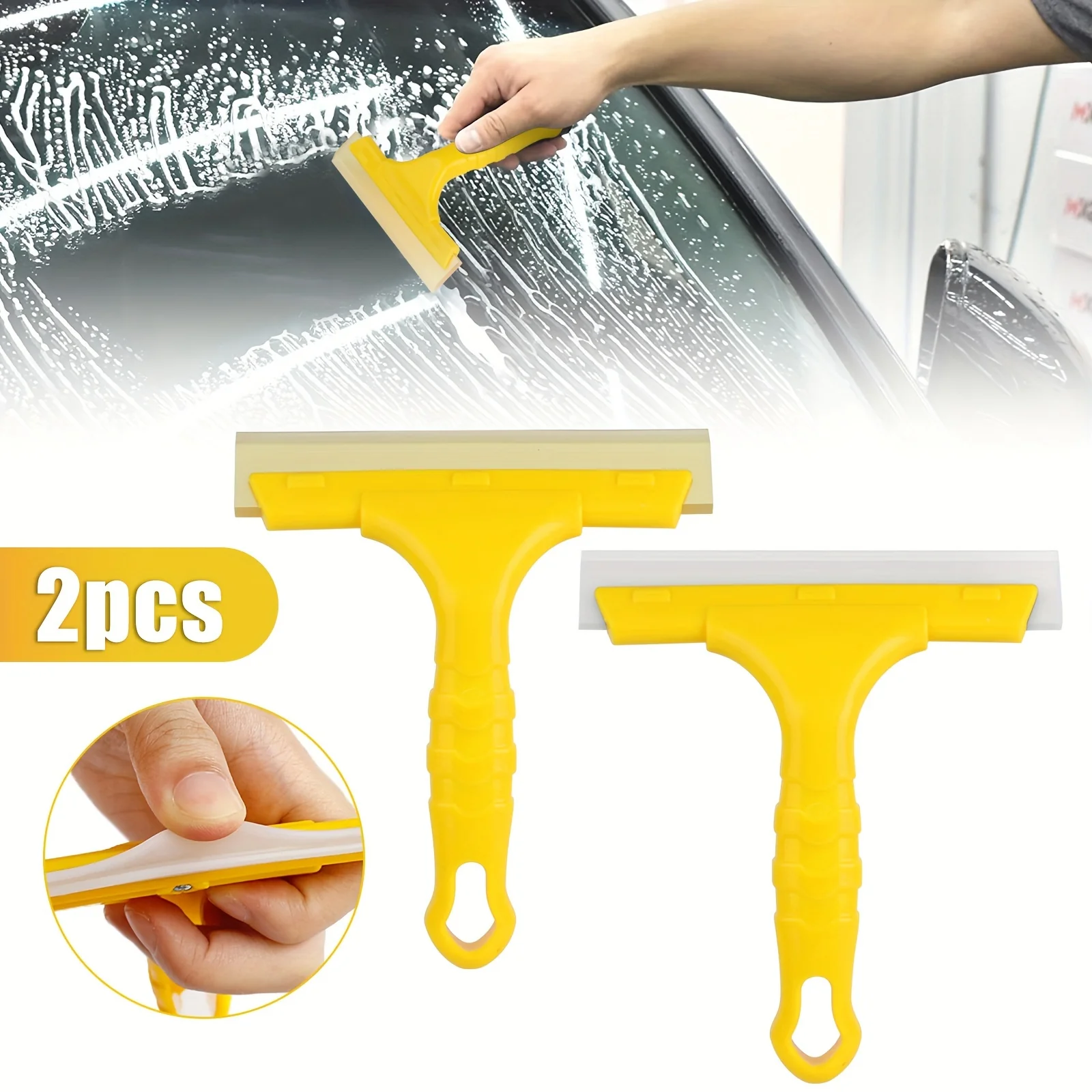 2pcs Non-Slip Glass Scraper, Double Layer Silicone Glass Wiper, Multi-Functional Cleaning Tool, for Shower Windows, Car Windshies